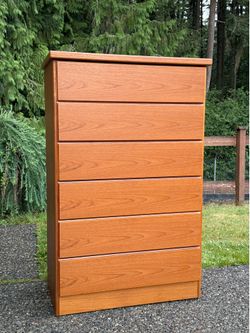 Danish Modern Teak Dresser: Mid Century Tallboy, 6 Drawers