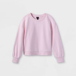 New Pink Kids' Cropped Crew Neck Sweatshirt - Art Class