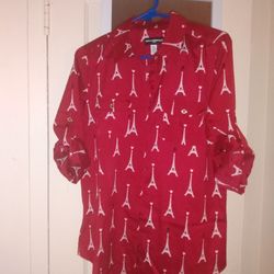 Red Dress Shirt By Karl Lagerfeld