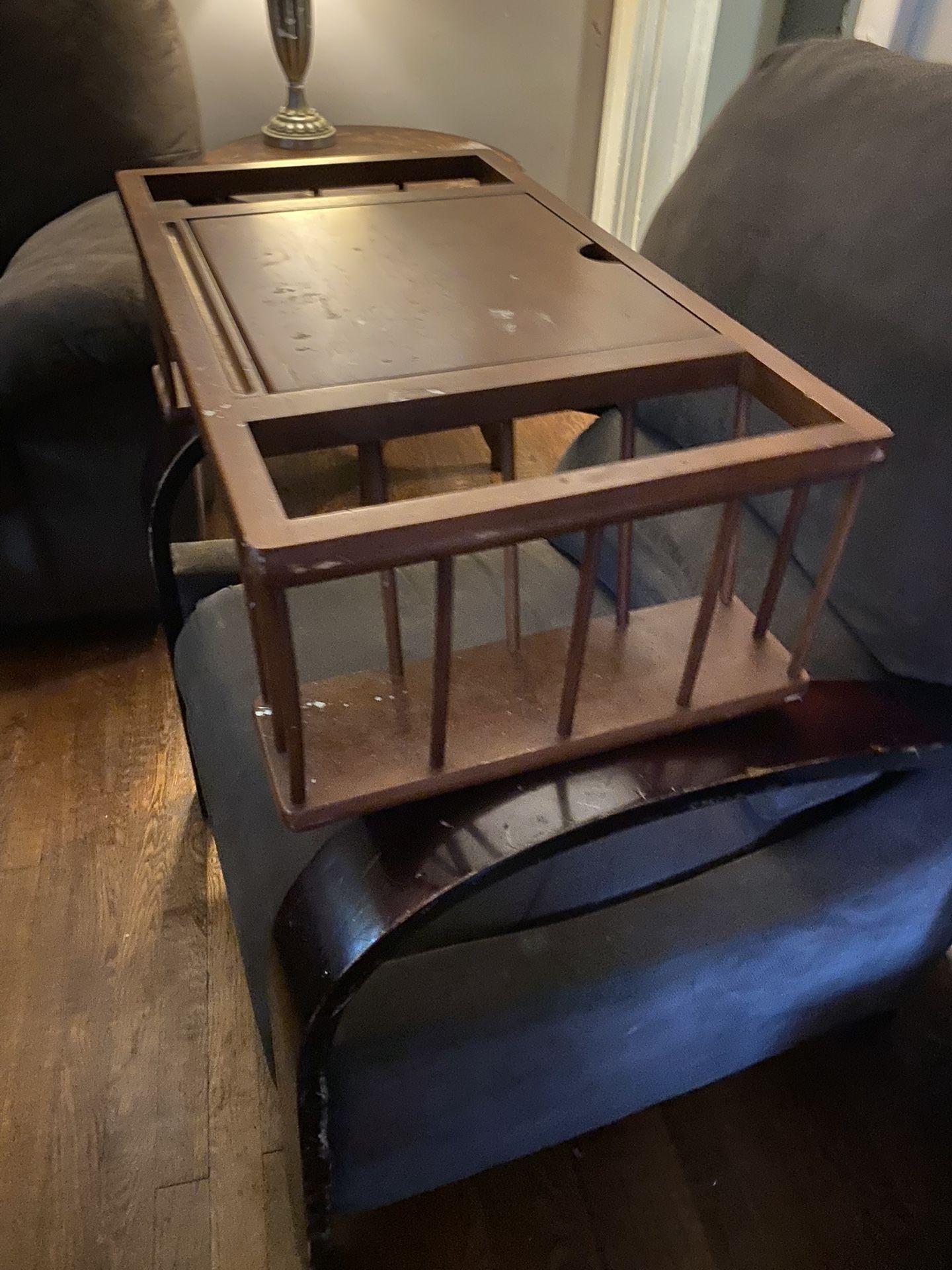 Wood Breakfast in Bed Serving Tray Reading Table w/ Magazine Book Side Storage