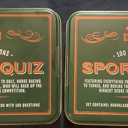 Set of 2 - Championship Sport Quiz Game Collectible Tin with 50 Quiz Cards and 100 Questions, plus Game Timer  - NEW 