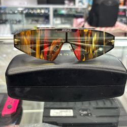 Versace Silver Metal Shield Sunglasses