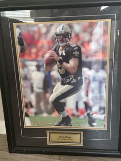 Autographed framed picture-Brees