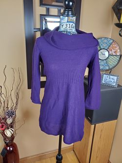CHESLEY PLUM COWLNECK WAFFLE TEXTURE SWEATER DRESS!
