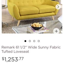 Remark 61 1/2. Sunny Fabric Tufted Love Seat And Chair Style