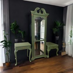 Large Corner Curio & End Tables Nightstand Solid Wood 3pc Set New