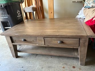 Rustic Wood Coffee Table with Drawers
