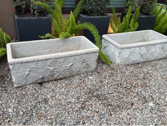 Hummingbird Relief Concrete Trough Planters see Desc