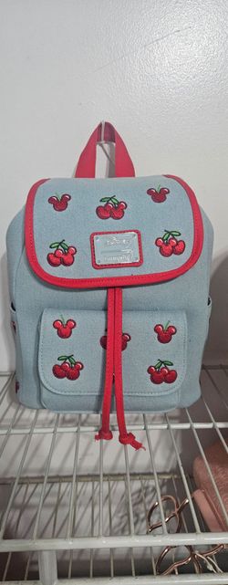 Loungefly Disney Mickey Mouse Cherries Denim Mini Backpack