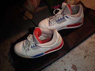 Air Jordan 3 White Red Blue Sneakers