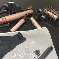 Brightup Estilizador de aire caliente de alta velocidad 5 en 1, cepillo secador de pelo potente de 1400 W, 120000 rpm, cepillo térmico de iones negati