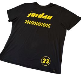 Jordan Brand Motorsport Racing T-Shirt Men's XXL Black Yellow Checkered 23