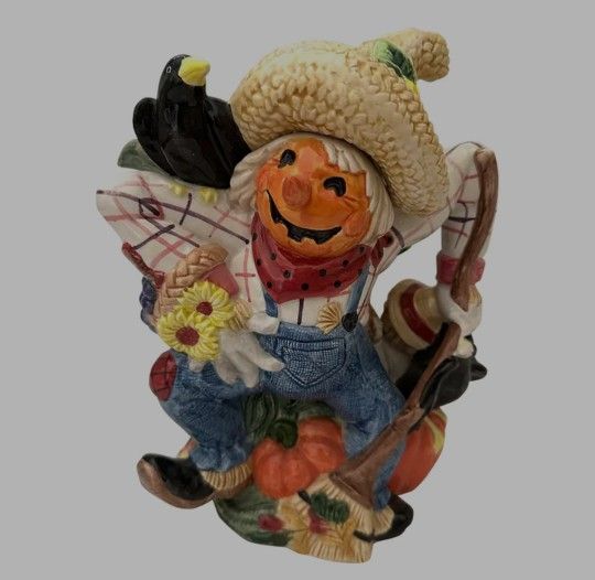 Halloween Harvest Fitz & Floyd Scarecrow Pitcher Fall Thanksgiving Nice Collection Piece Rare 90s