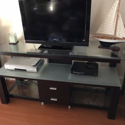  TV STAND Solid Glass Top