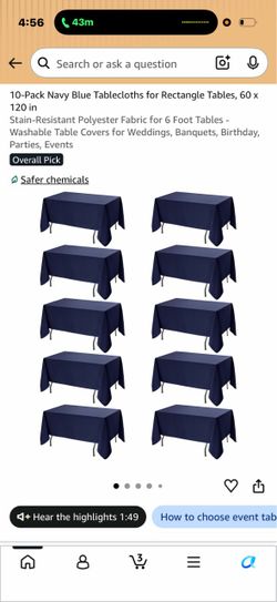 Navy blue tablecloths/ used once