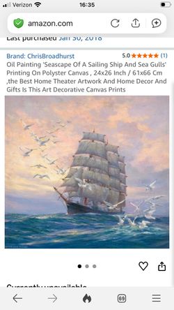 Seascape of a sailing ship and seagulls painting