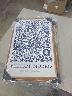 WILLIAM MORRIS BLUE CHRYSANTHEMUM EXHIBITION PRINT- SET OF 3