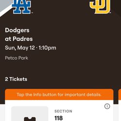 Dodgers Vs padres Tickets 🎟️ 