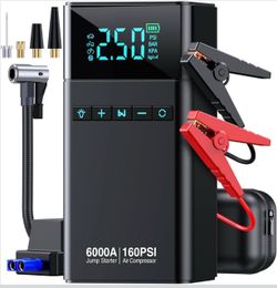 "6000A Portable Car Battery Jump Starter with Air Compressor 160PSI"