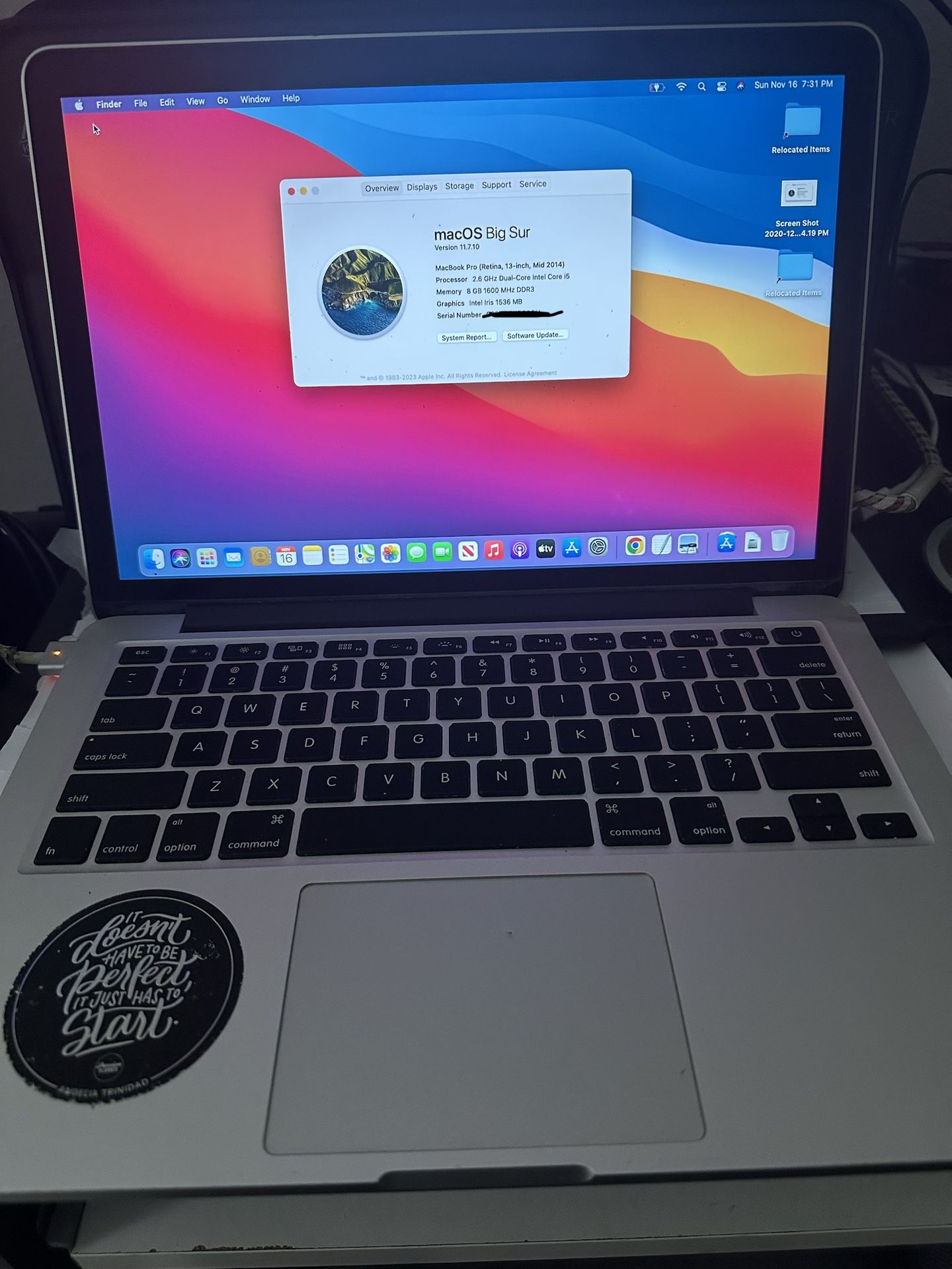 MacBook Pro Retina 13” I5 8gb 128gb SSD Broken Keyboard