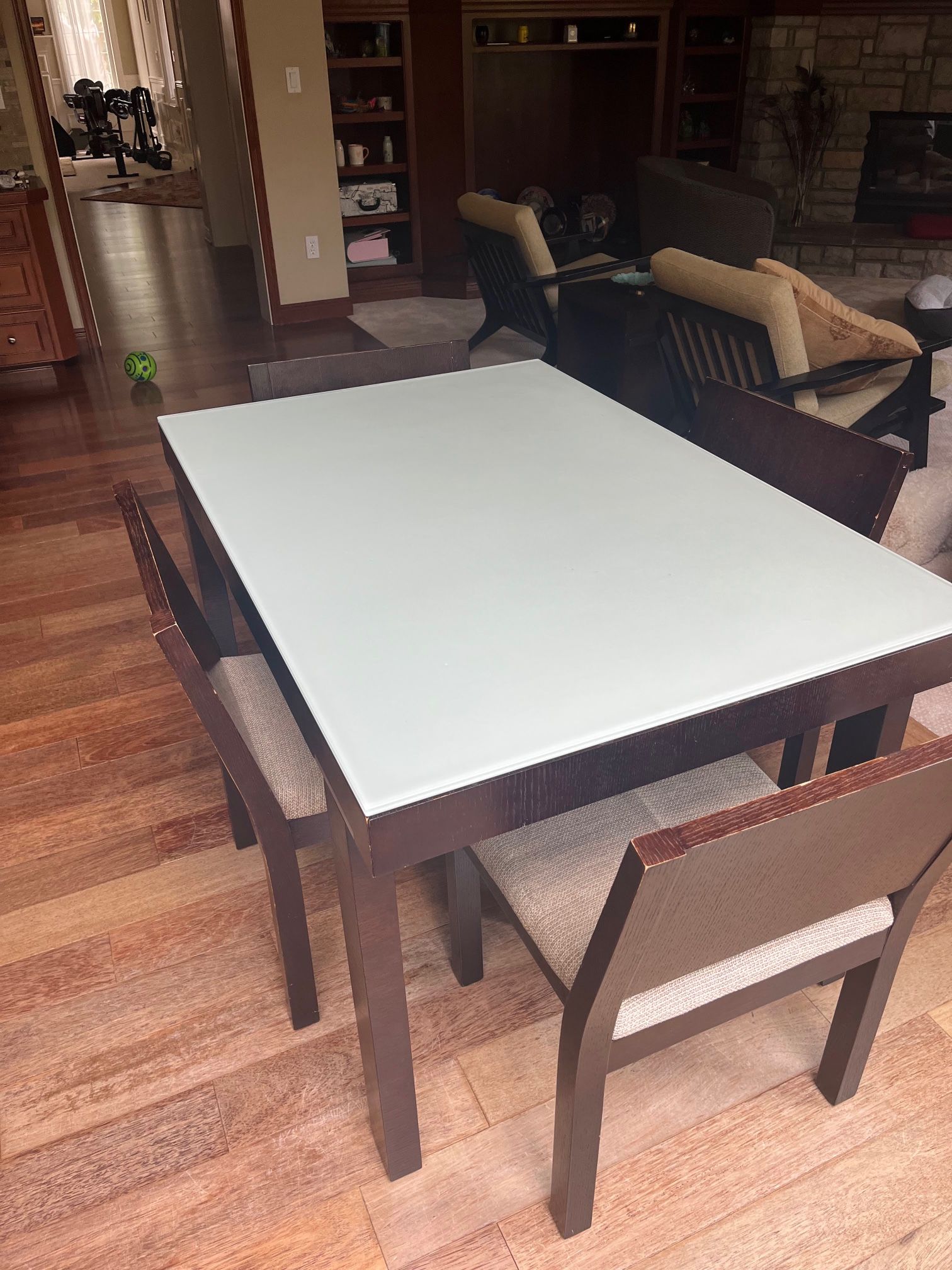 Kasala Extendable Dining Table with Frosted Glass Top