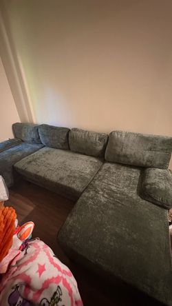 Green Sectional Sofa with double Chaise