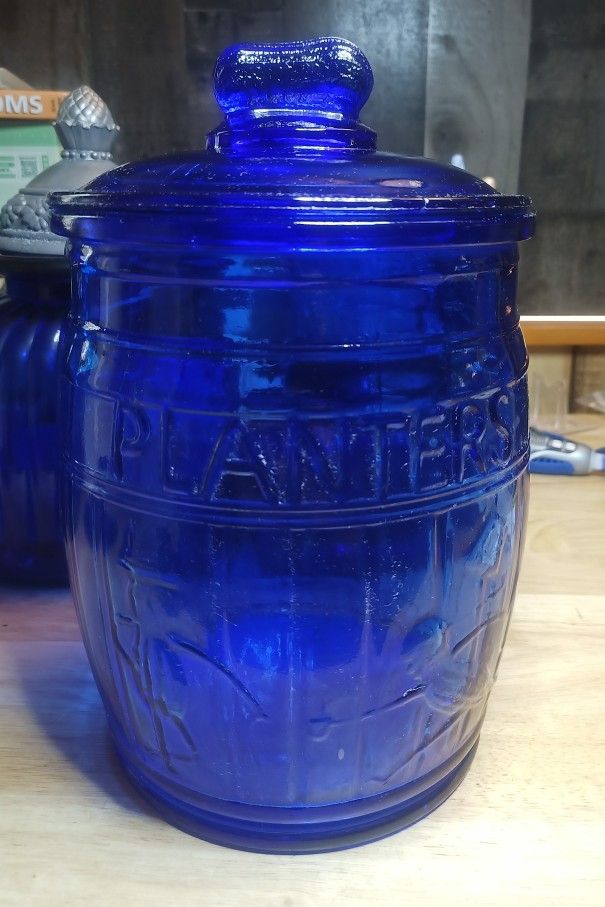 Cobalt Blue Planters Peanut Jar