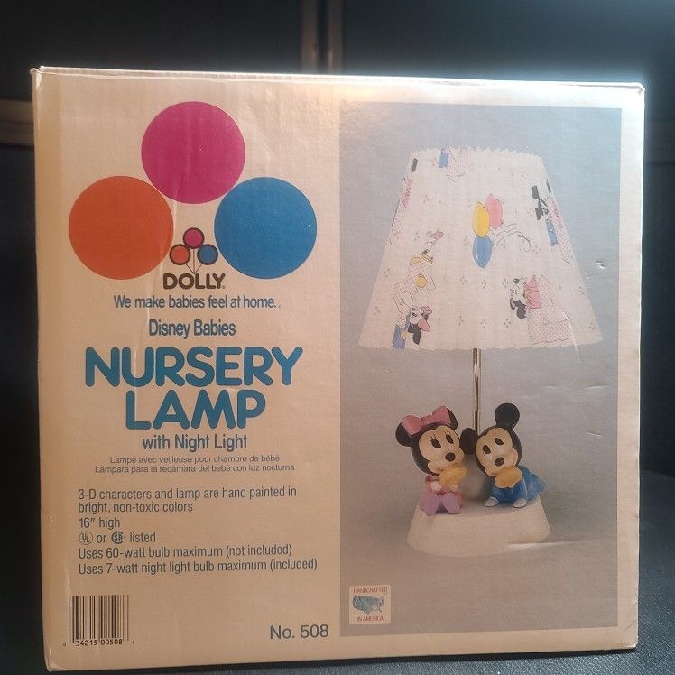 Vintage Mickey & Minnie Mouse Nursery Lamp With Night Light by Dolly Inc.
