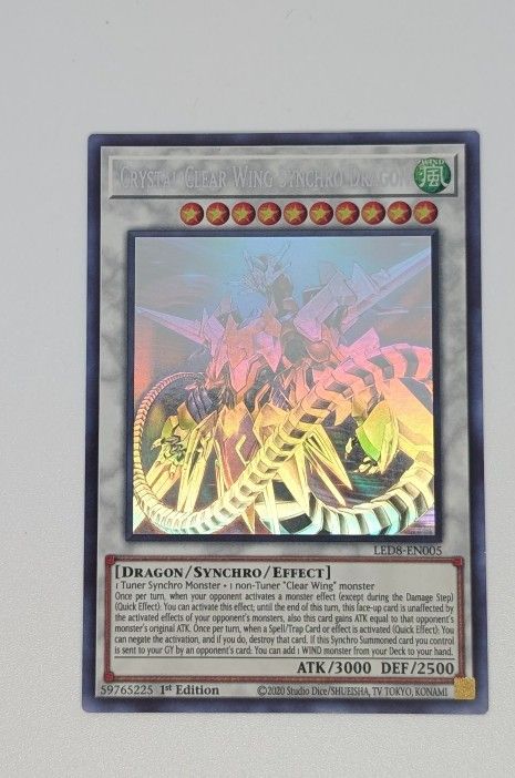 Yugioh Crystal Clear Wing Synchro Dragon LED8-EN005 Ghost Rare 1st Edition