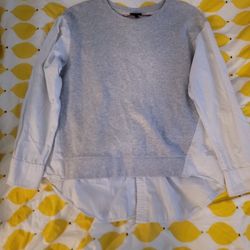 Who What Wear Grey, White, blue Long Sleeve Blouse