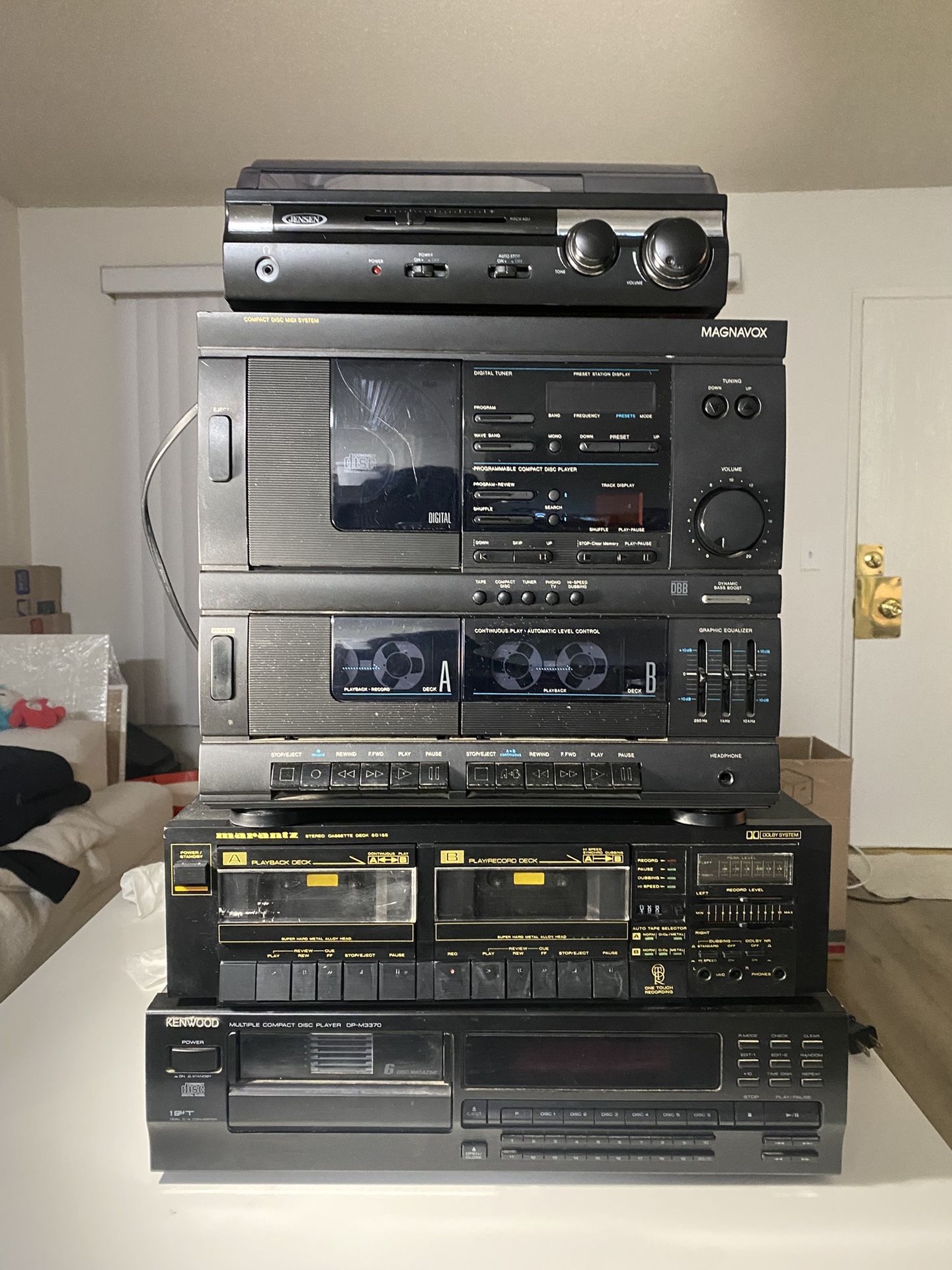 Marantz Casstte deck, Kenwood CD player, Magnavox CD & Cassette Vintage Stereo