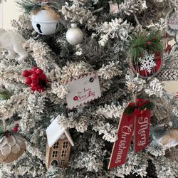 Christmas Tree, Flocked, Pre-lit, 7.5 ft.