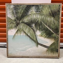 Framed Palm Tree Beach Art