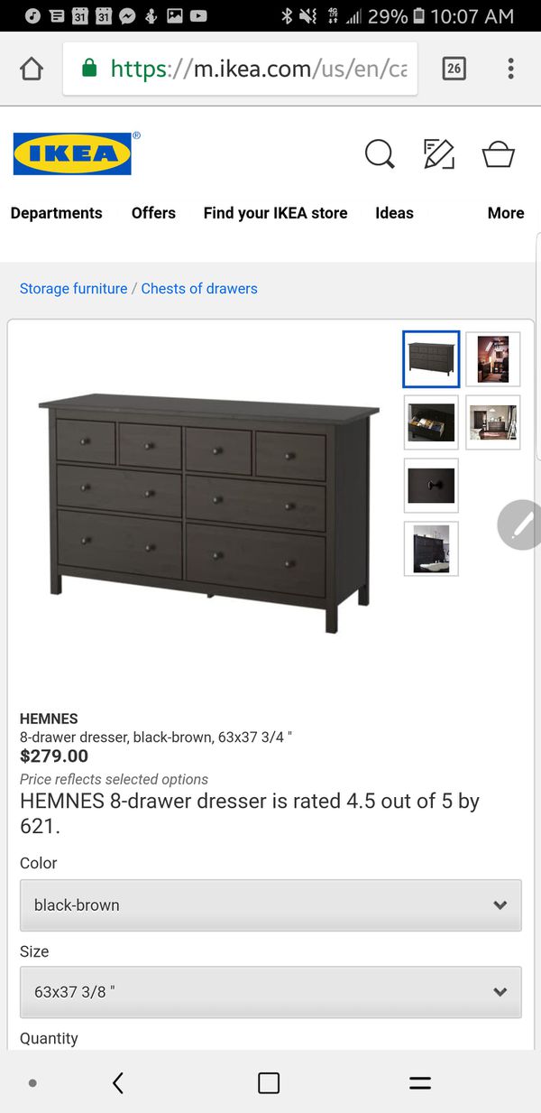 Ikea Hemnes 8 Drawer Dresser Black Brown For Sale In San Diego