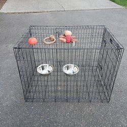New dog cage with bowls and toys - retriever brand