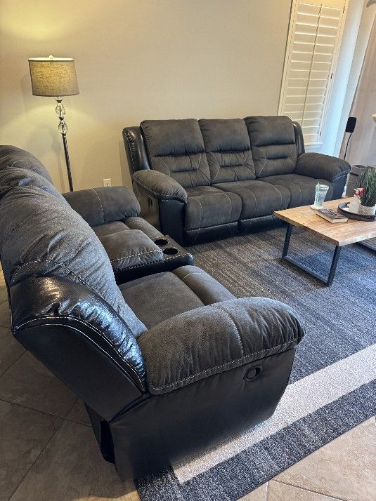 Reclining Couch + Loveseat Set – Great Condition!