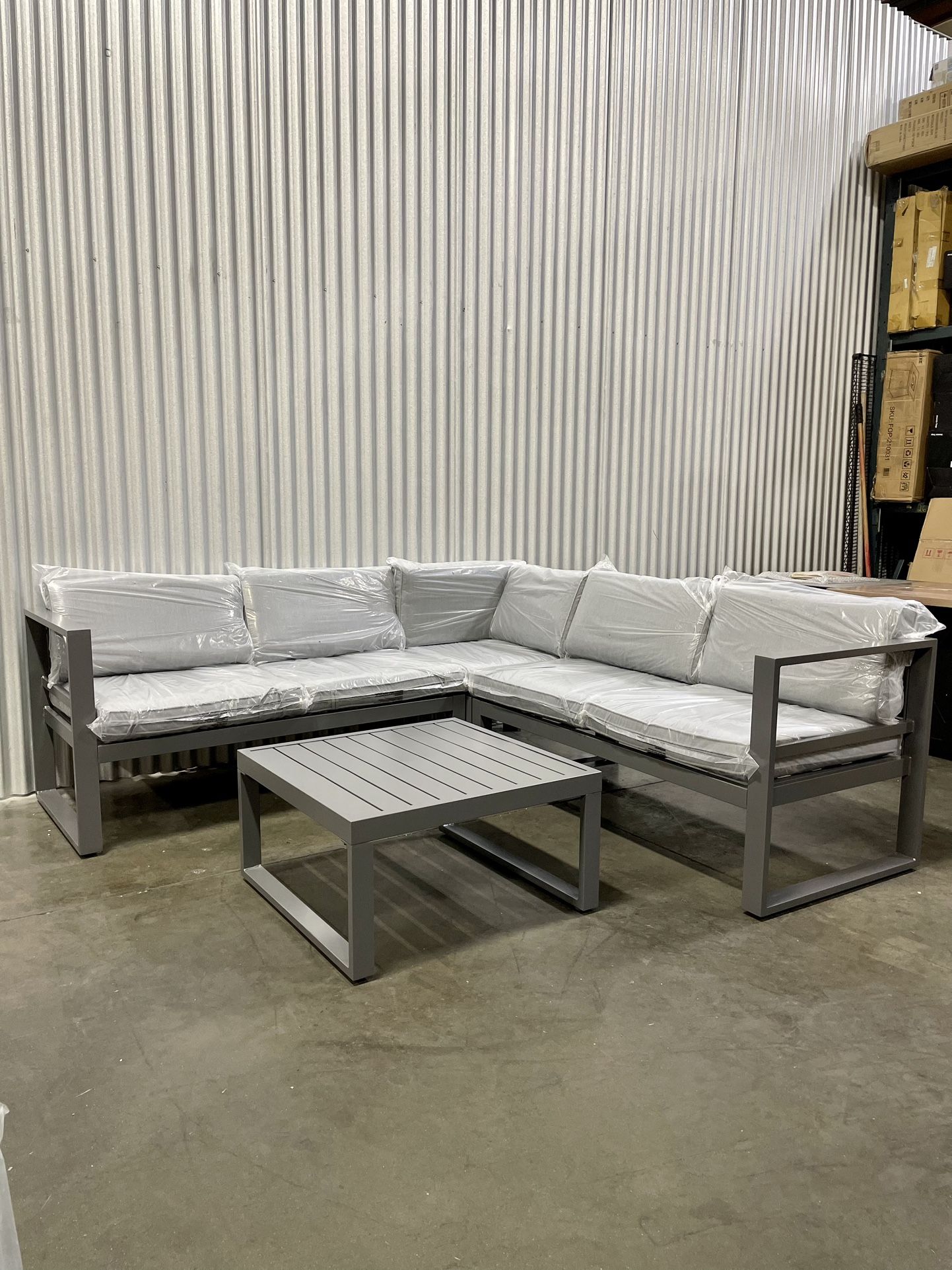 L-Shaped Aluminum Outdoor Patio Furniture Set