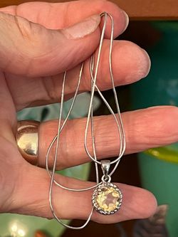Vintage Sterling and Tourmaline Pendant Necklace