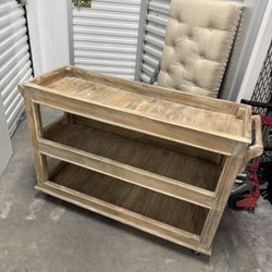 Rustic Solid Wood Bar Cart by Nadeau – Excellent Condition