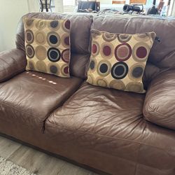 Brown Leather couch & loveseat