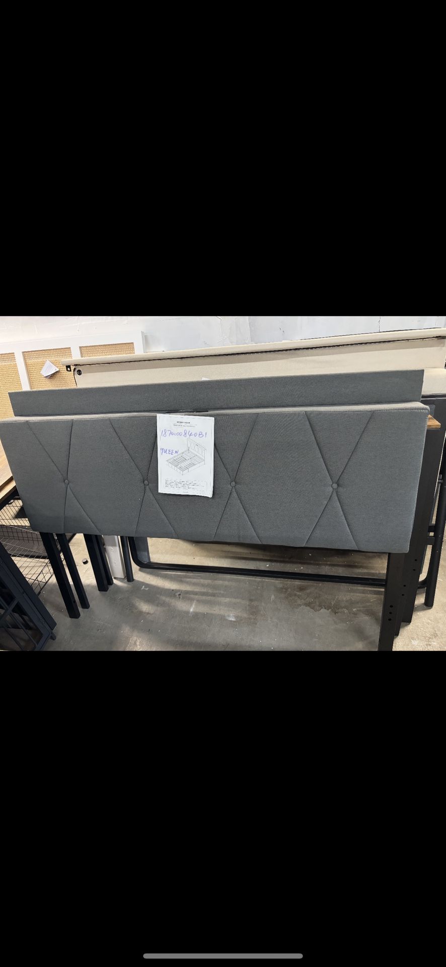 New grey queen size bed frame