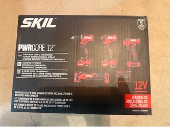 SKIL PWR CORE Brushless Power 5 Tool 12V Combo Kit Multi Tool Set Area Light NEW
