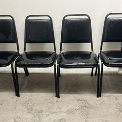 6 Black, Leather, And Metal Strong Good Condition Chairs