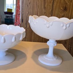 Rare Large Vintage Indian Glass Company Milk Glass Pedestal Bowl