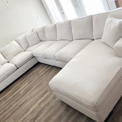 Potato Barn John Michael Designs Chaise Sectional, Revolution Performance Fabric “Natural” (Ivory)