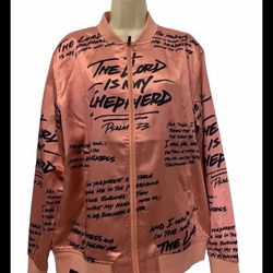 ✨New With Tags✨ Adult Large Pink Bomber Jacket 3:16 Collection Lord Is My Shepard Bible Coat Psalm 23