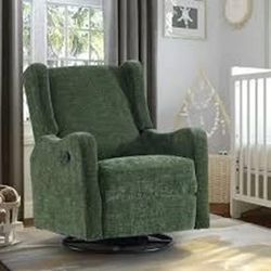 Dinosisco Swivel Glider Rocking Chair for Nursery, Wingback Upholstered Glider 