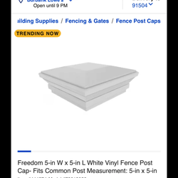 Freedom 5-in W x 5-in L White Vinyl Fence Post Cap