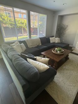 Living Spaces navy blue sectional couch $350 OBO