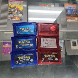 Pokemon Ruby Or Sapphire Starting $90-$110 Each Gamehogs Depend Label 